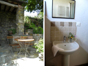Casa Susinetto, the terrace overlooking the lake and bathroom